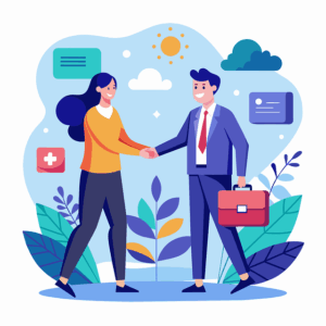 Des collaborateurs en entreprise discutant devant une installation d'art contemporain financée via une solution sur mesure, symbolisant l'innovation et la culture d'entreprise.